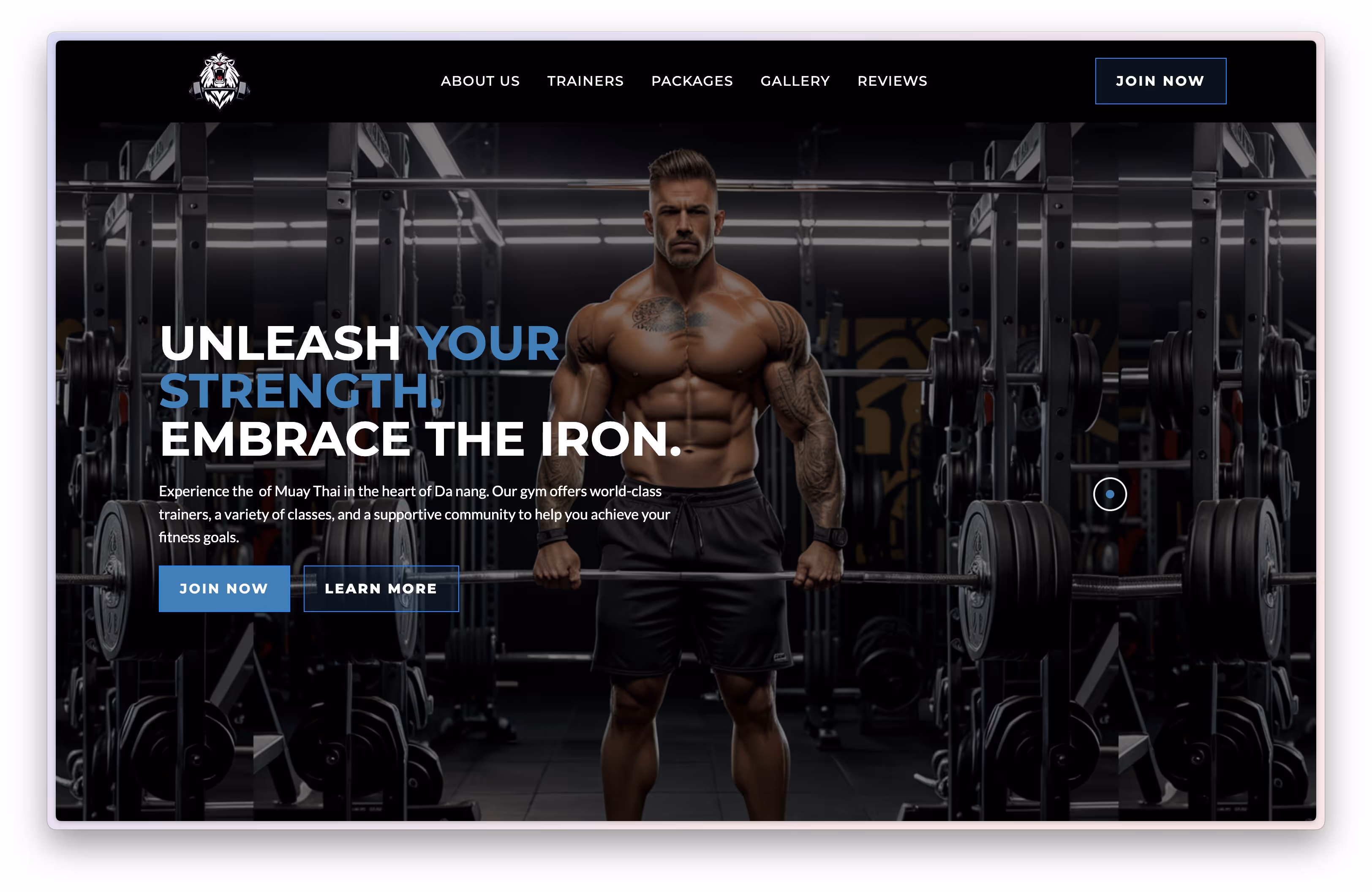 Screenshot of IronPride.club hero section featuring a bold, modern design for a CrossFit gym, with high-impact visuals, powerful typography, and a call-to-action highlighting strength, community, and performance.